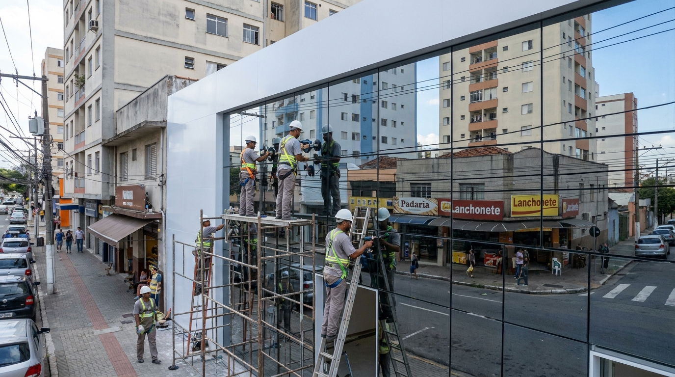 Fachada espelhada em esquina em Joinville-SC